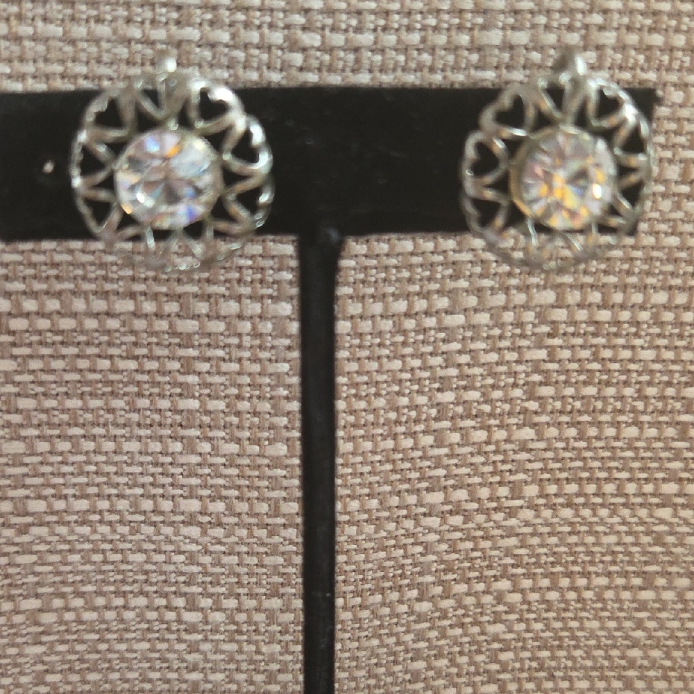 Vintage Crystal Silver Earrings